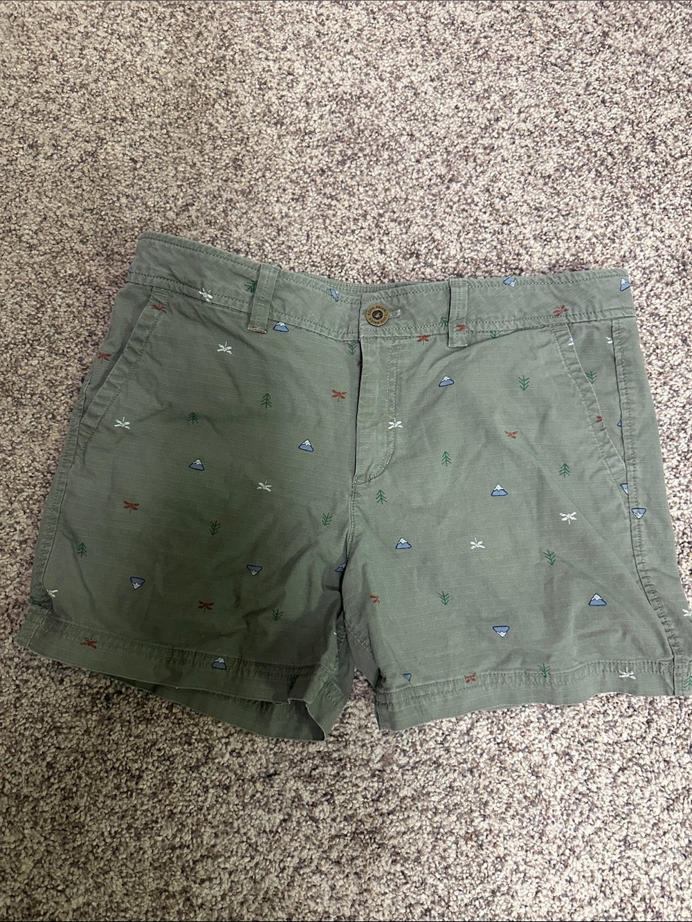Eddie Bauer Green Embroidered Camp Shorts
